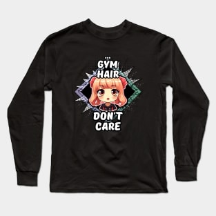 Kawaii Gym Hair Don't Care Anime Long Sleeve T-Shirt